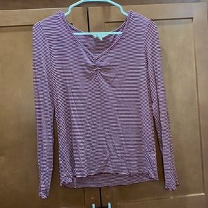 Maroon and White Long Sleeve Top